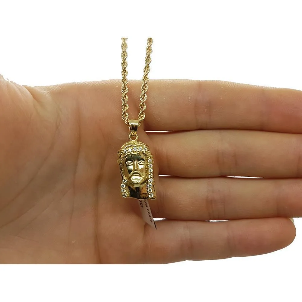Rope Chain 2.5MM 10K With Jesus en OR 10K | MNG-151