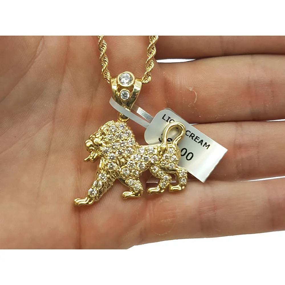 Rope Chain 2.5MM 10K With Lion Petit en OR 10K MNG-117