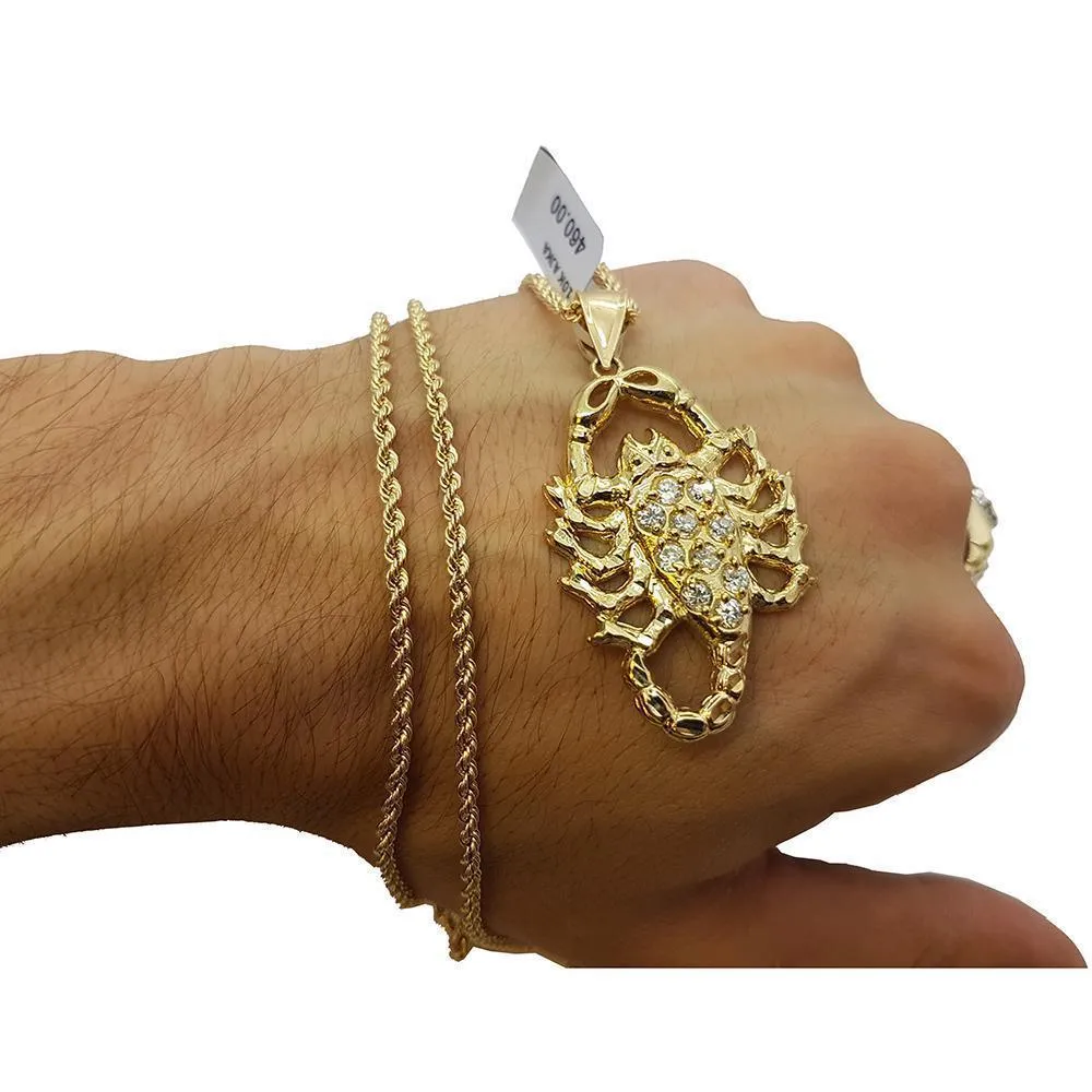 Rope Chain 2.5MM 10K With Scorpion en OR 10K MNG-120