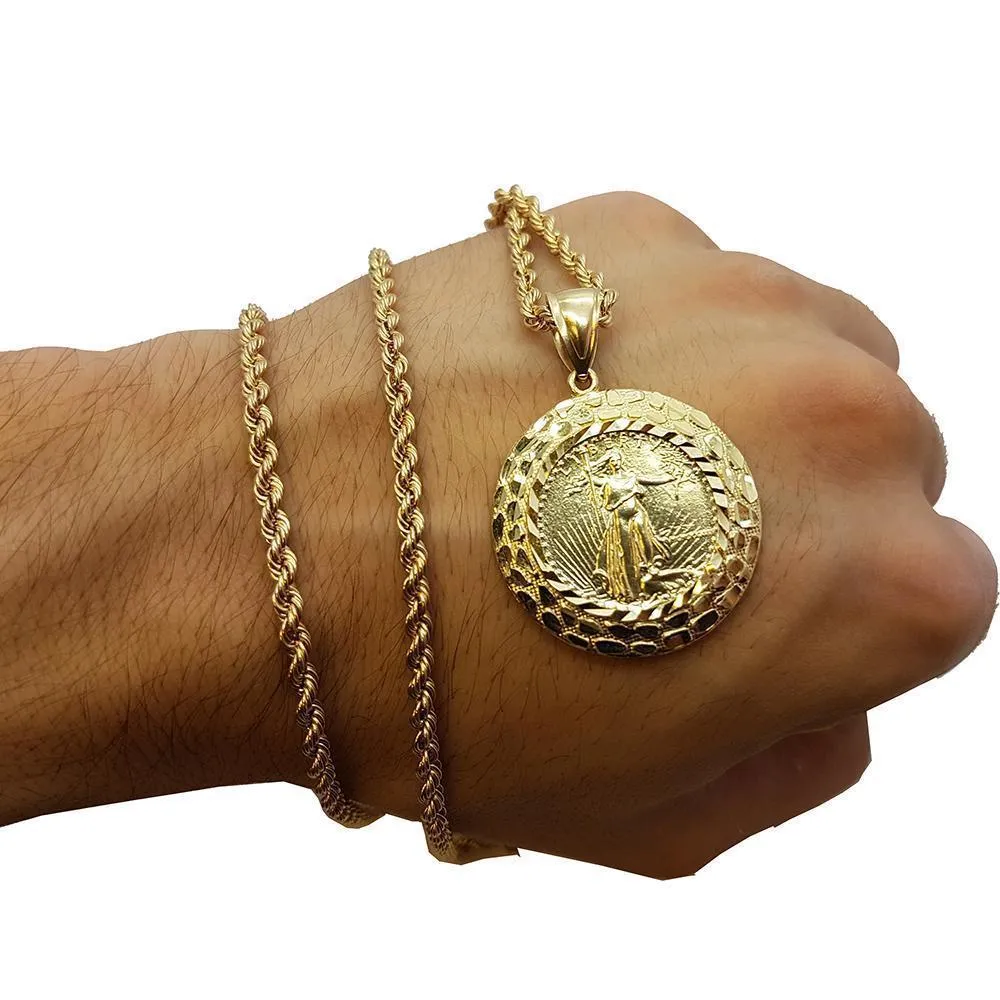 Rope Chain 3.0MM 10K With Liberty en OR 10K MNG-174