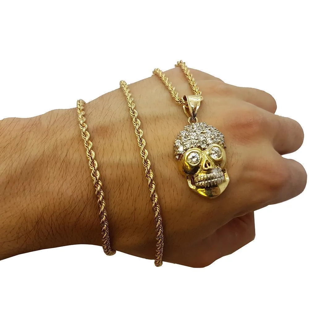 Rope Chain 3.0MM 10K With Squelette en OR 10K MNG-177