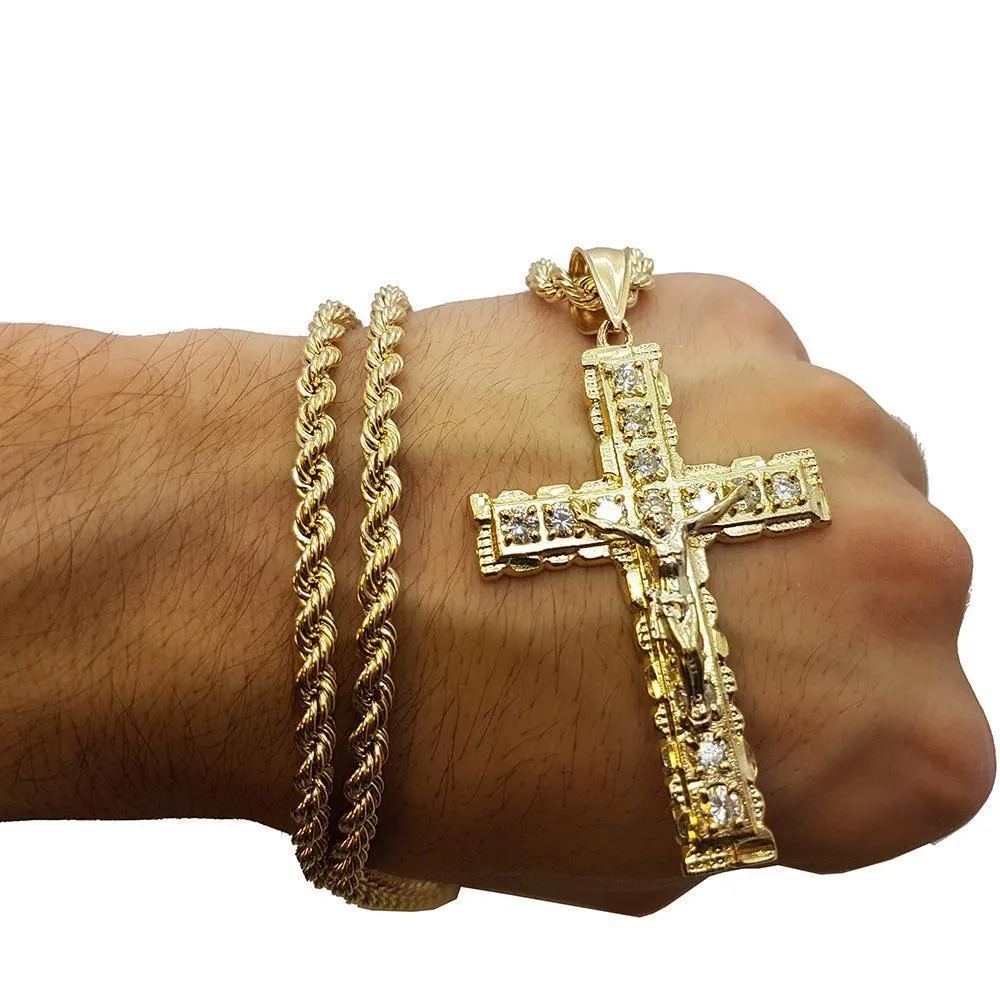 Rope Chain 4.0MM 10K With Cross OR 10K MNG-018