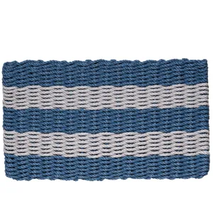 Rope Doormat - Federal Blue & Gray Shoreline Stripe