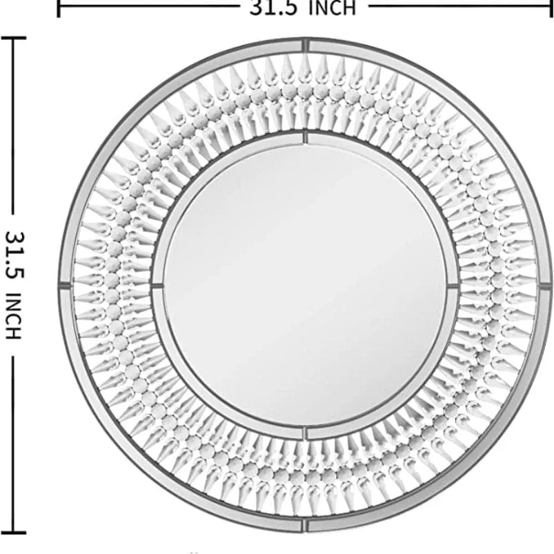 Round Crystal Jeweled Wall Mirror in Chrome