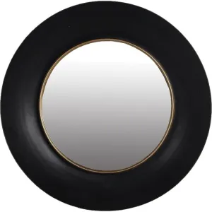 Round Wall Mirror with Dome in Black and Gold