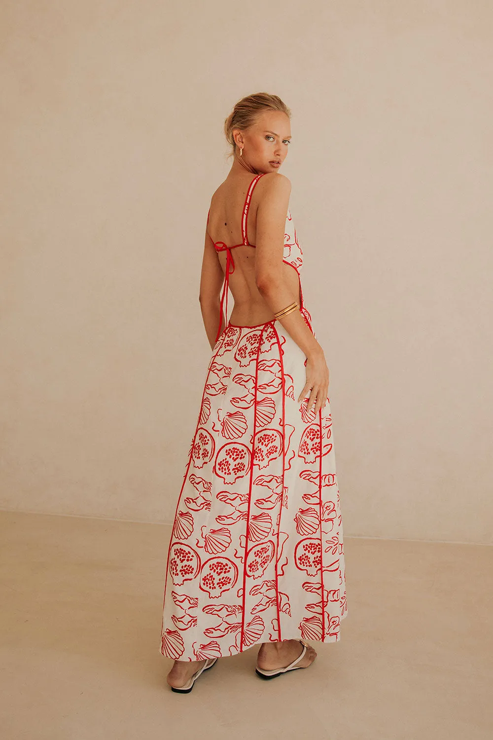 SAMPLE-Eliska Dress - Shoreline Red