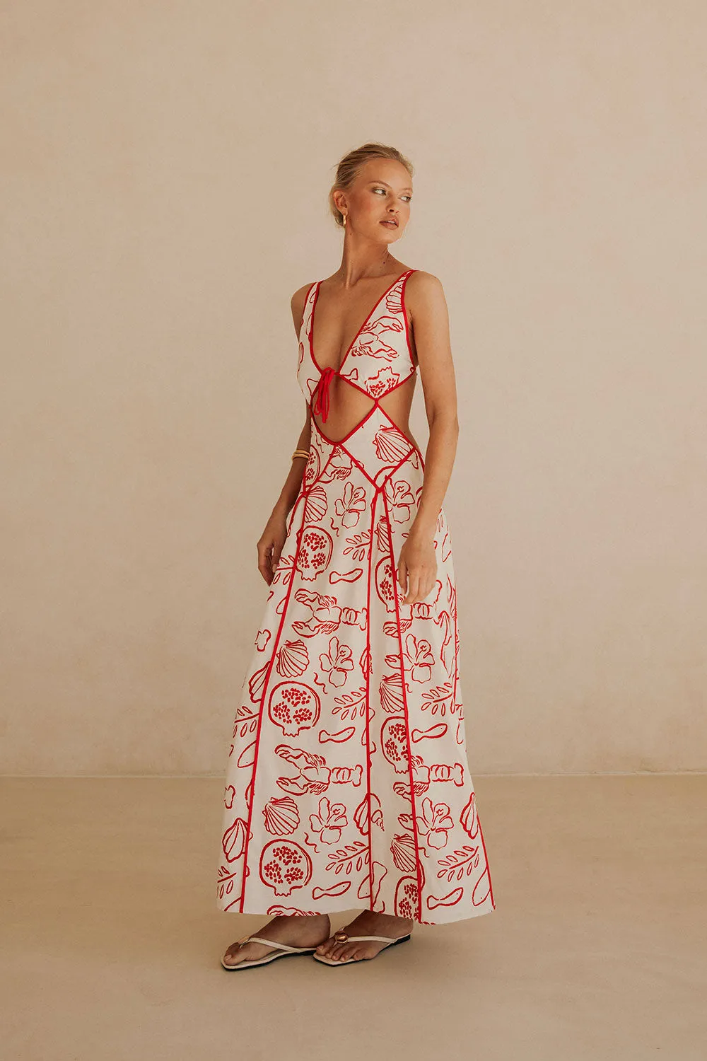 SAMPLE-Eliska Dress - Shoreline Red