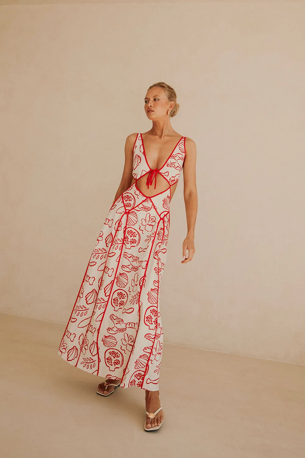 SAMPLE-Eliska Dress - Shoreline Red