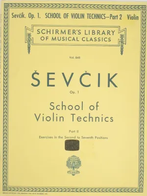 Sevcik Violin Studies : Opus 1 Part 2, School Of Violin Technics Vol.845
