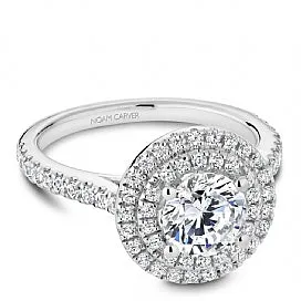 Shared Prong Halo Engagement Ring R051-01WM