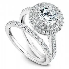 Shared Prong Halo Engagement Ring R051-01WM