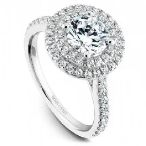Shared Prong Halo Engagement Ring R051-01WM