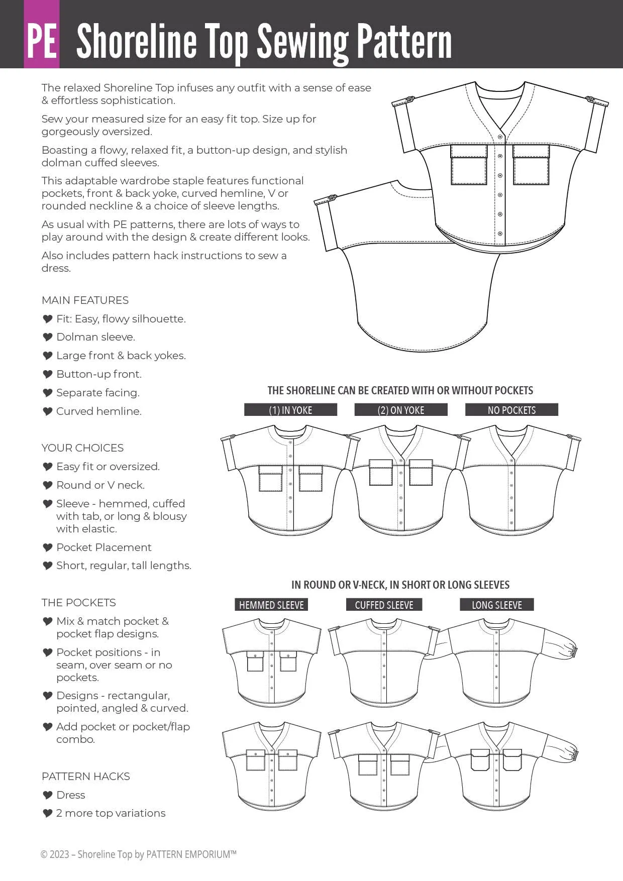 Shoreline | Dolman Top Sewing Pattern