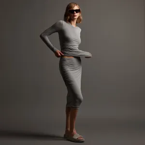 Shoreline Ruched Skirt - Silver Grey