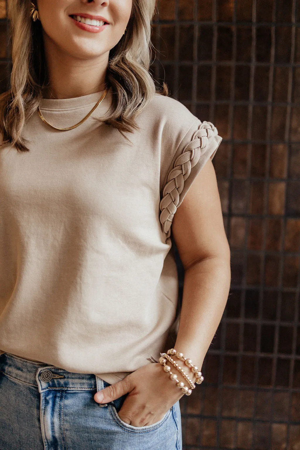 Short Sleeve Braided Top
