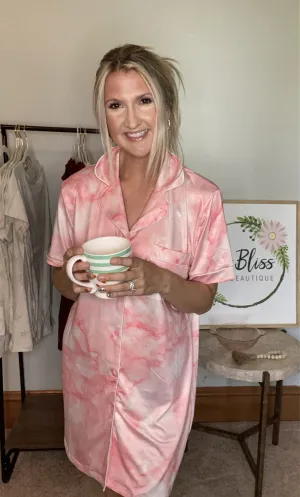 Silky Button Down Sleep Shirt