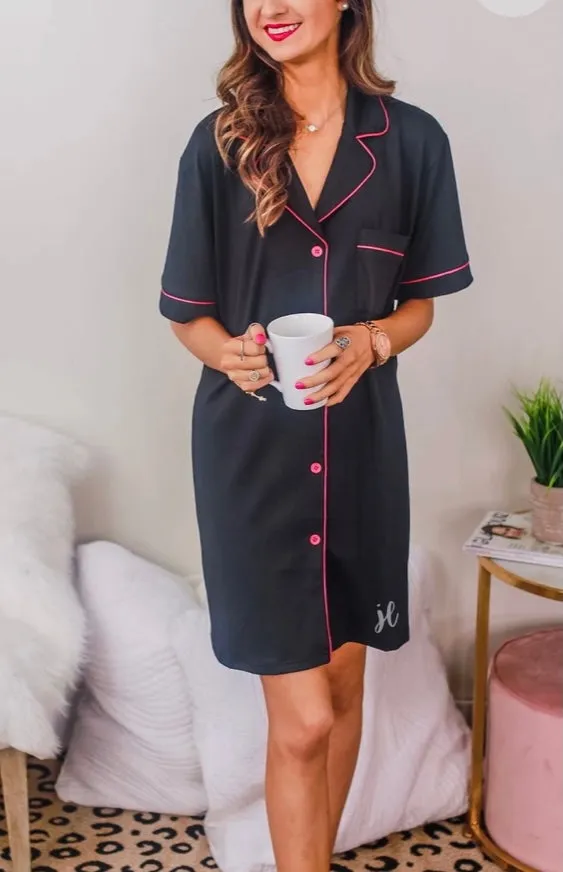 Silky Button Down Sleep Shirt