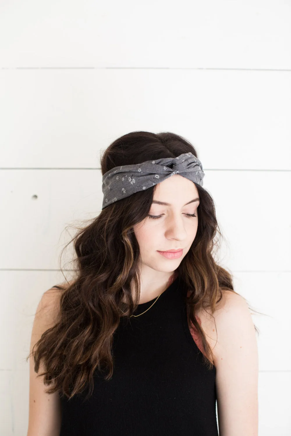 Silky Navy Orange Floral Headwrap