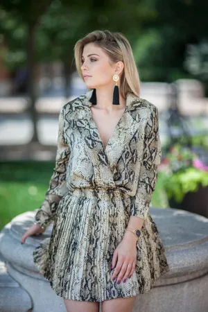 SILKY SNAKE PRINT LONG SLEEVE TOP