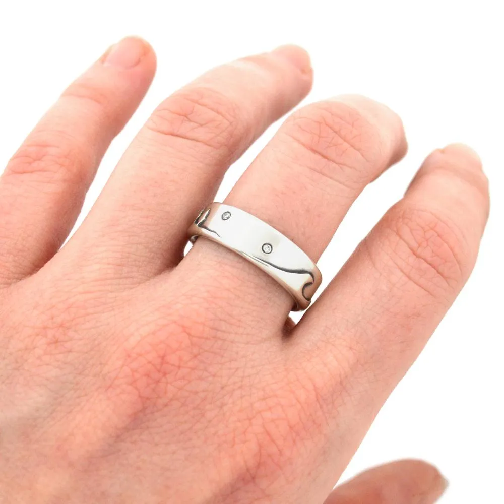 Silver Diamond Twilight Shoreline Ring