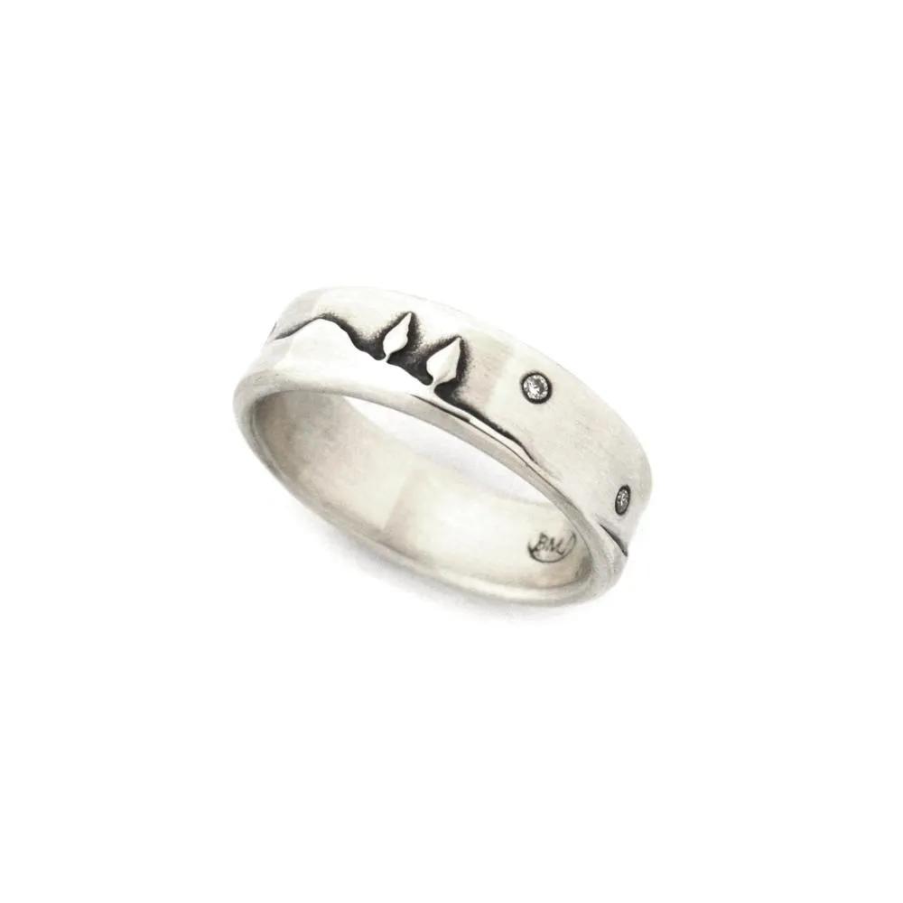 Silver Diamond Twilight Shoreline Ring