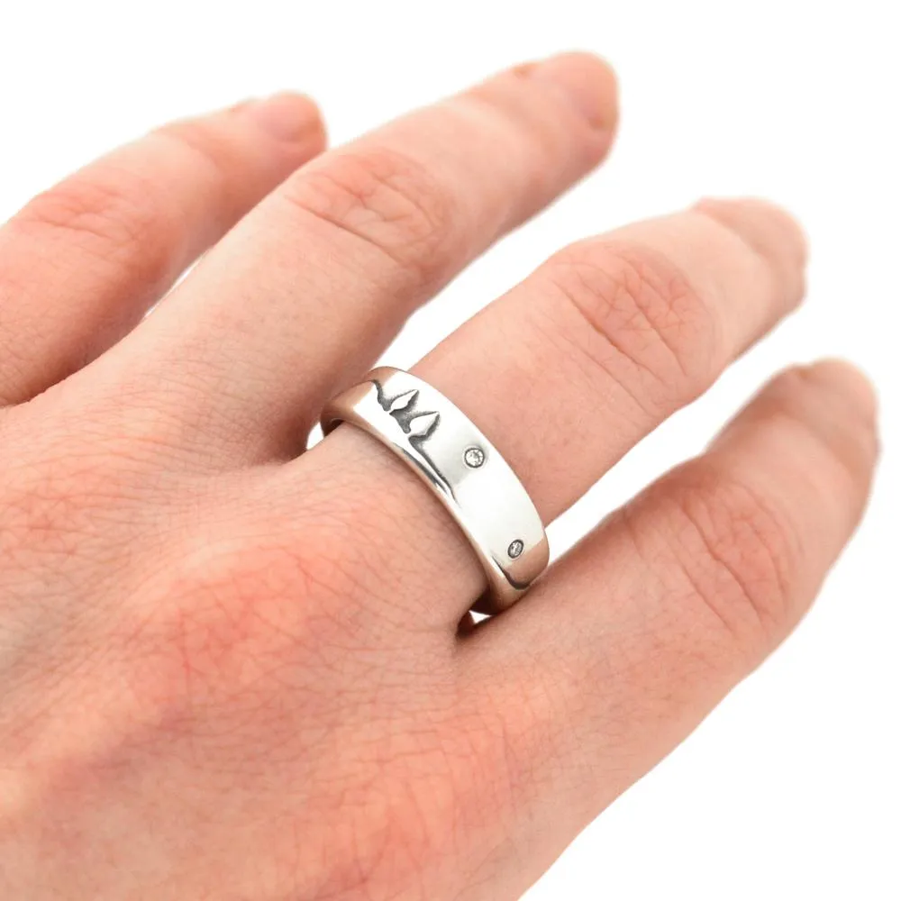Silver Diamond Twilight Shoreline Ring
