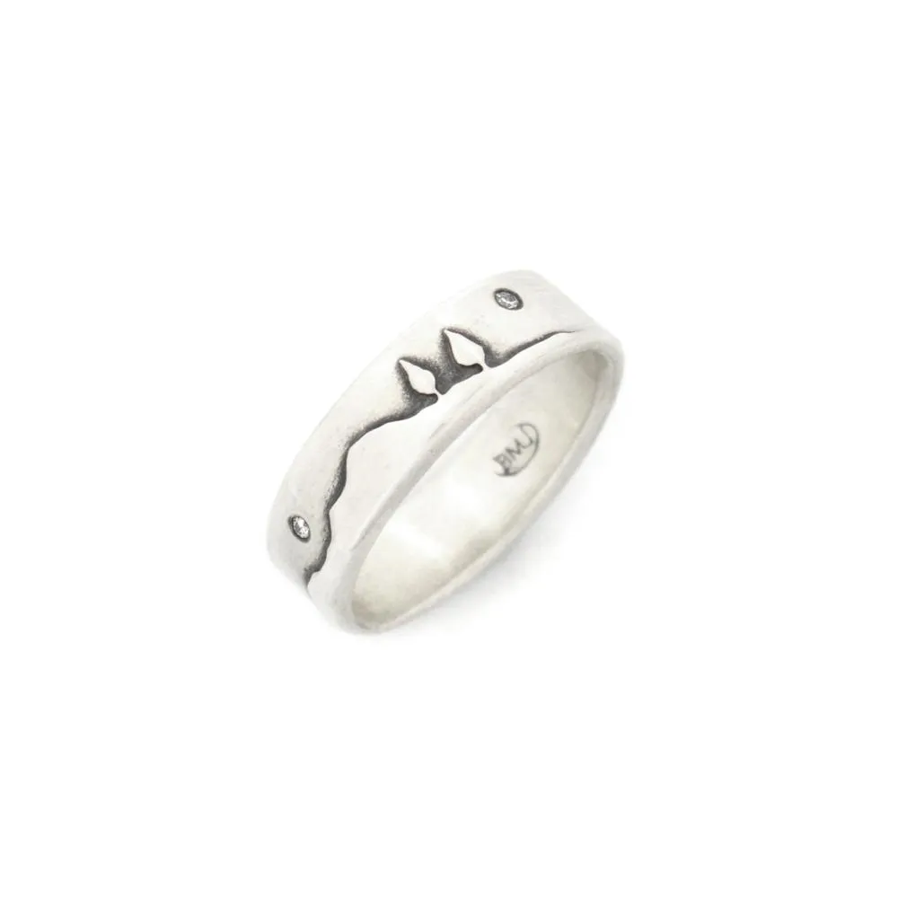 Silver Diamond Twilight Shoreline Ring