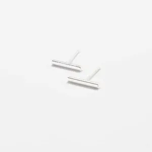 Silver Slim Bar Earrings - Imperfect