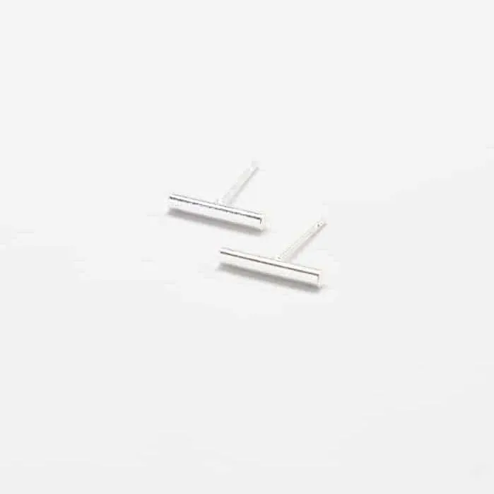 Silver Slim Bar Earrings - Imperfect