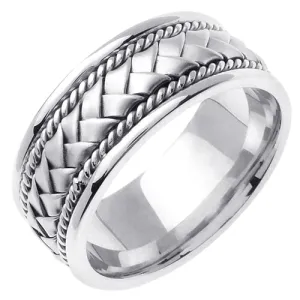 Silver/Tri-color or Silver/White 14k Hand Braided Cord Ring Band