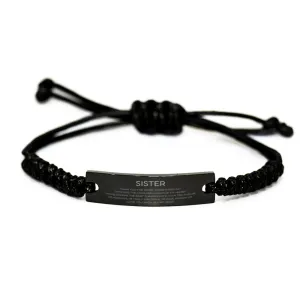 Sister Gifts, Thank you for being there every day, Thank You Gifts For Sister, Birthday Christmas Black Rope Bracelet For Sister