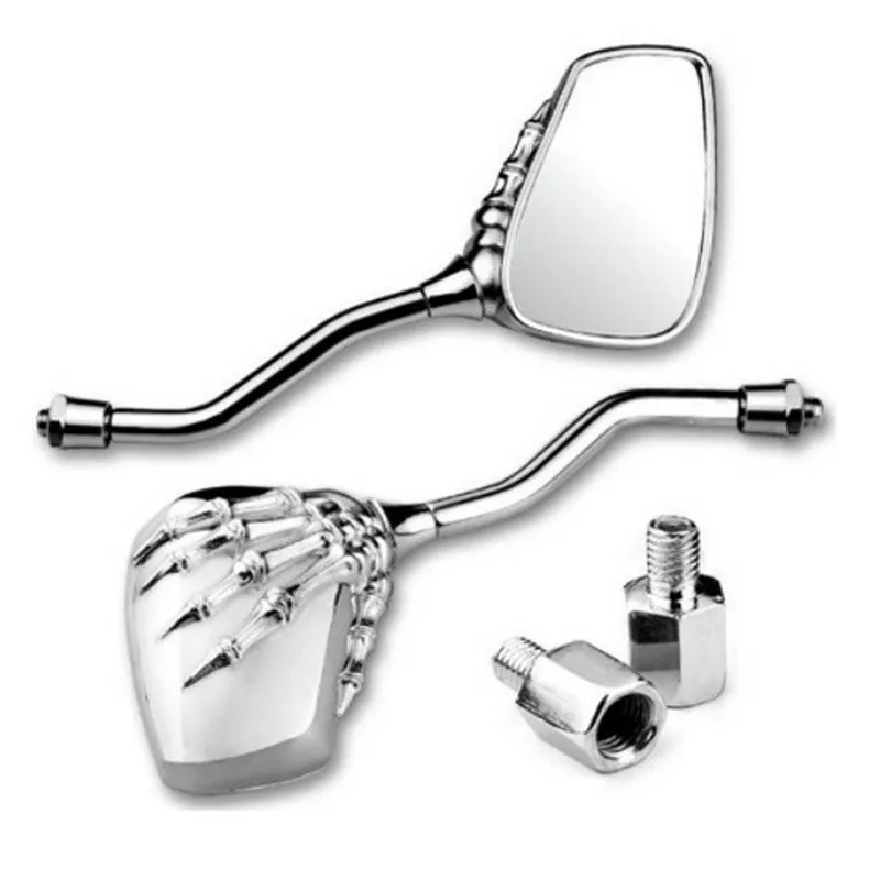 Skeleton Skull Hand Motorcycle Side Mirrors With Bolts - 8mm/10mm