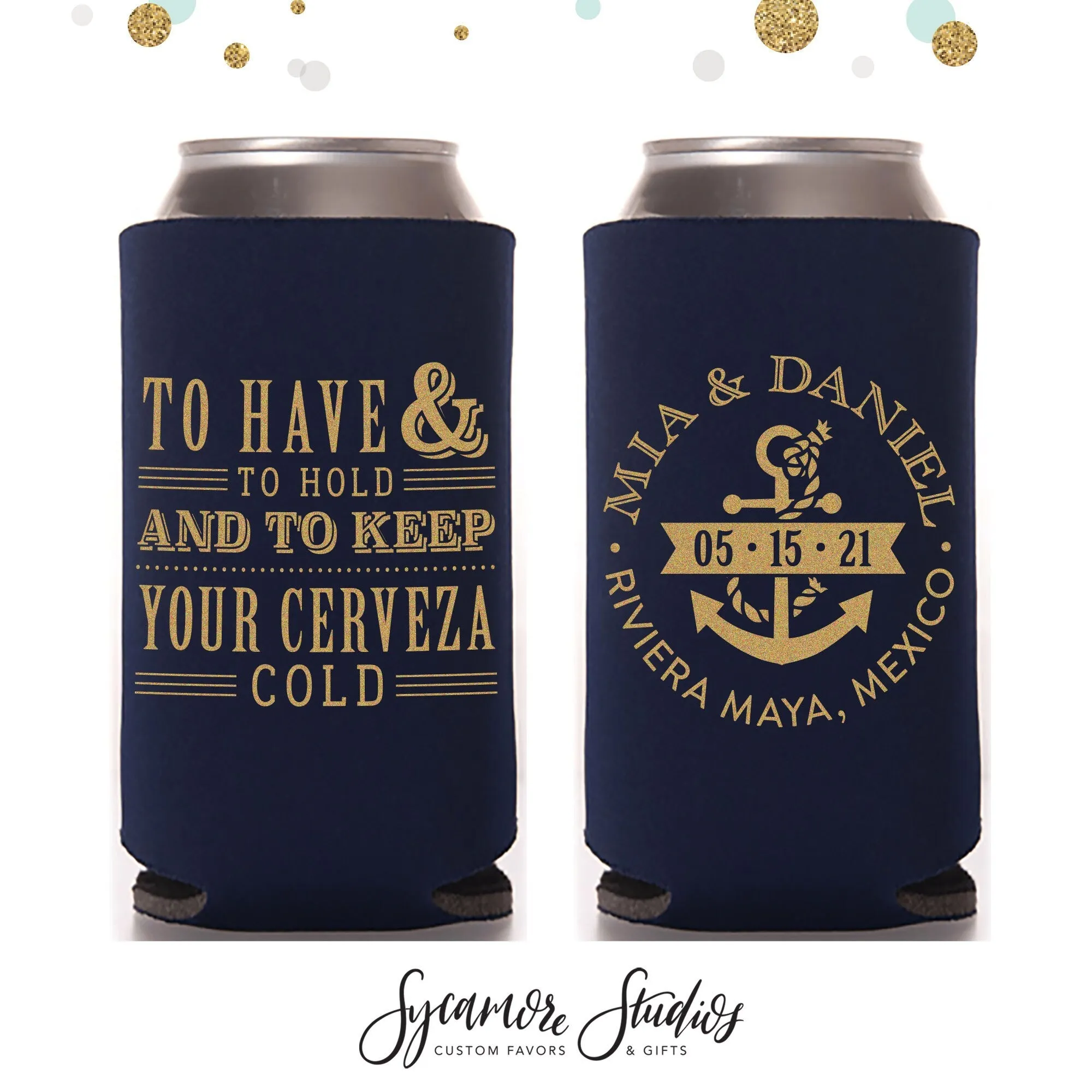 Slim 12oz Wedding Can Cooler #39S - Destination Wedding