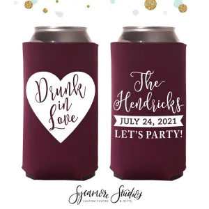 Slim 12oz Wedding Can Cooler #43S - Drunk In Love