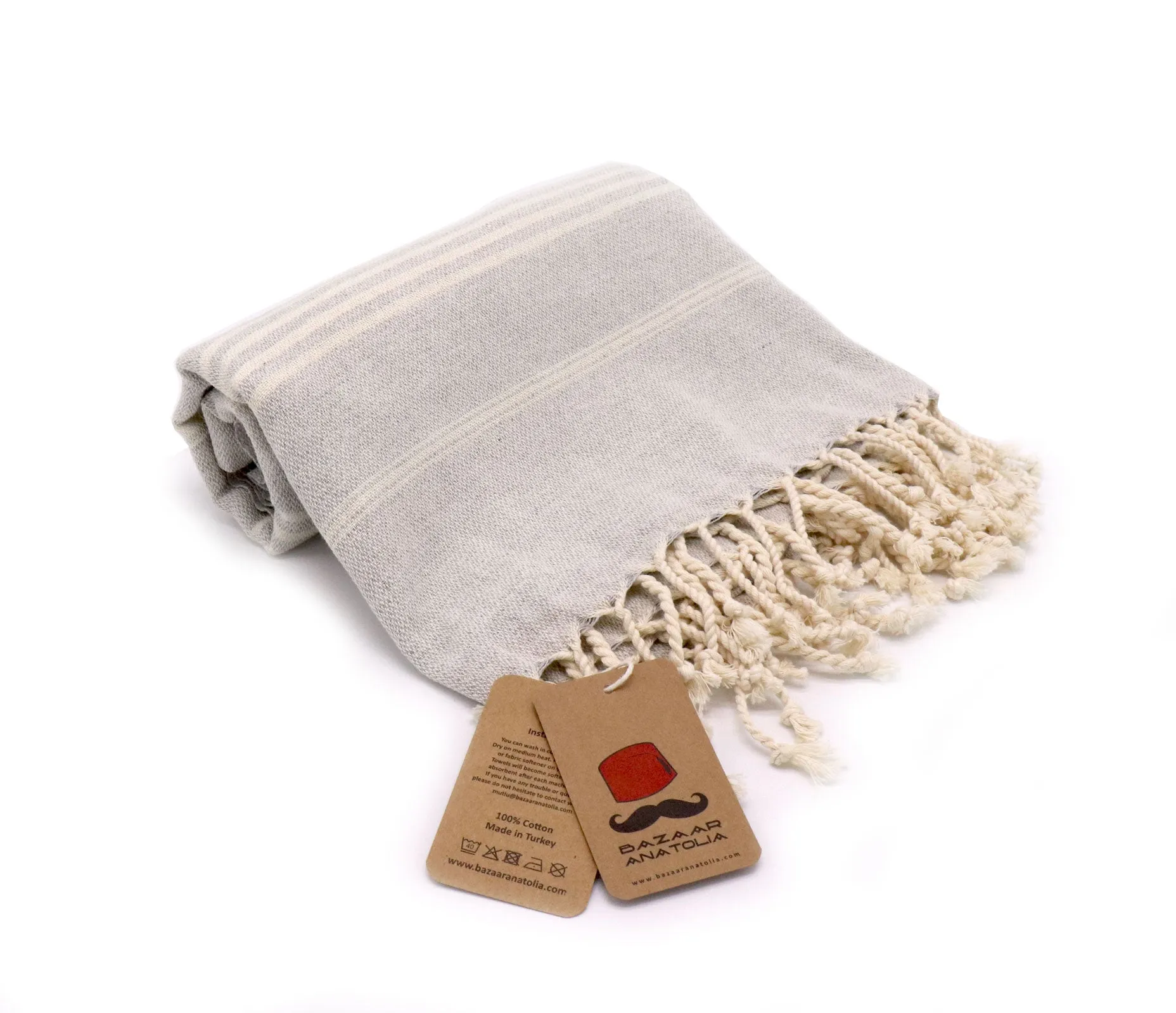 Slim Line Peshtemal Beach Towel - Gray