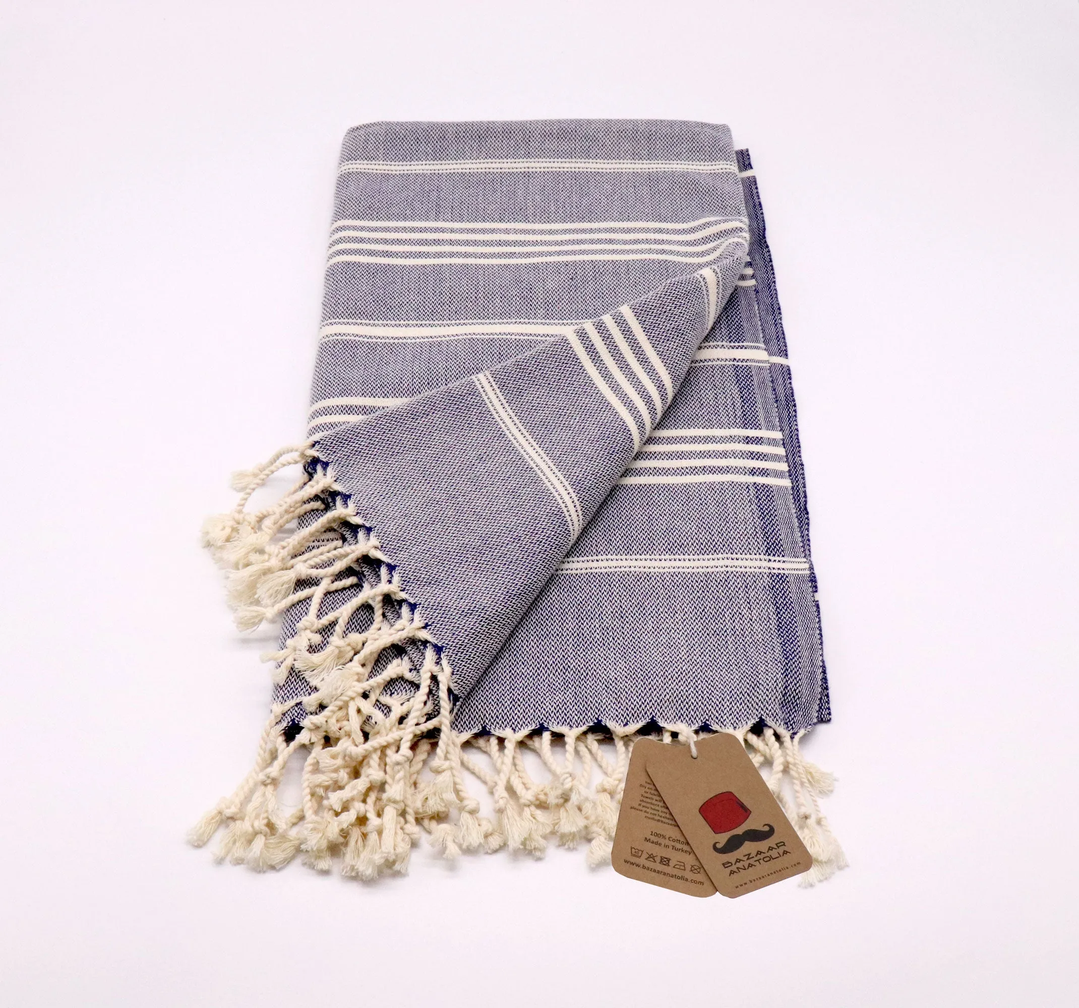 Slim Line Peshtemal Beach Towel - Royal Blue