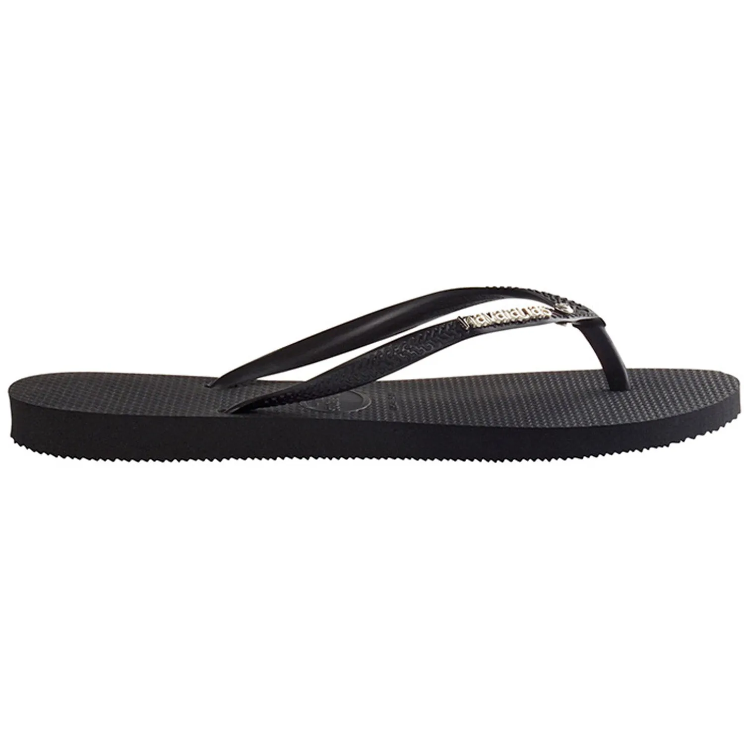 Slim Metal Logo Thongs Crystal Black
