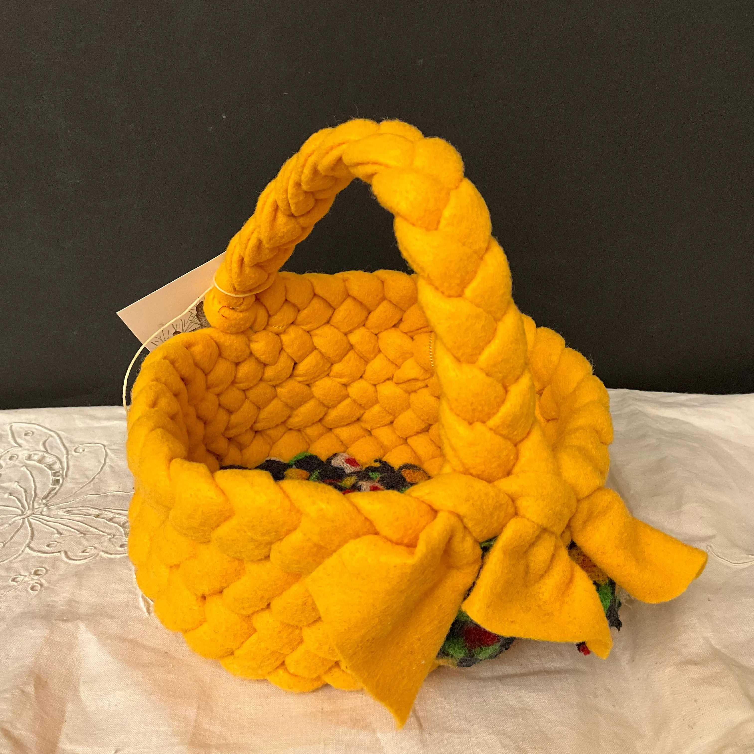 Small One Handle Basket in Bright Yellow