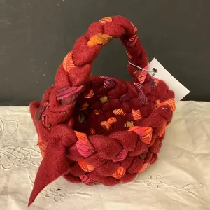 Small One Handle Basket in Maroon
