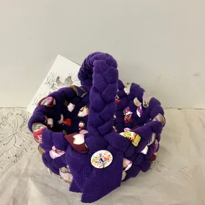 Small One Handle Basket in Purple with Button
