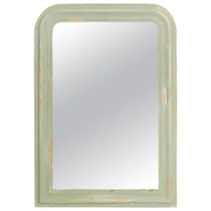 Small Painted Antique French Louis Philippe Mirror in Light Green & Gold Finish