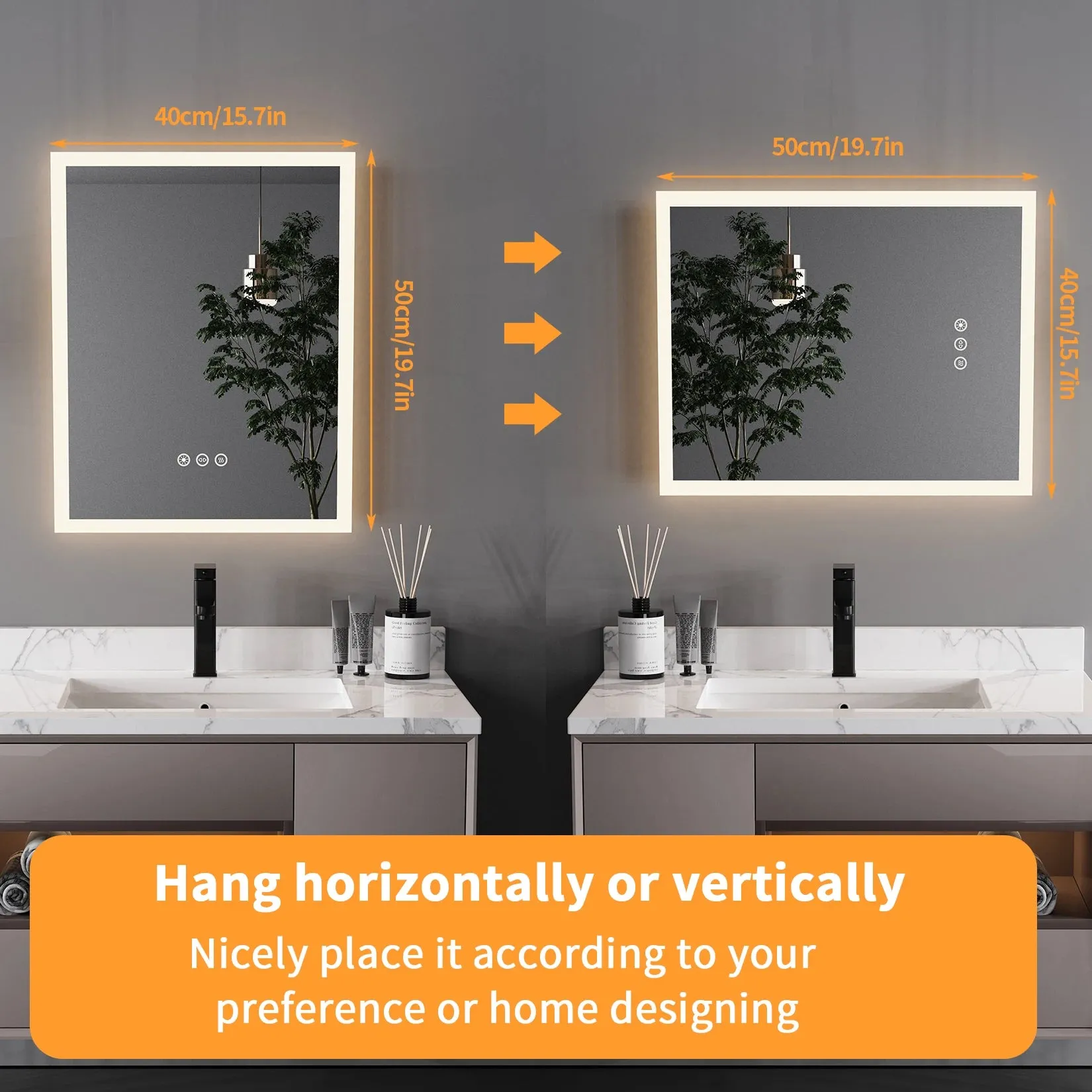 Smart Touch LED Lighted Bathroom Mirror