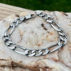 Solid Sterling Silver Figaro Chain Necklace or Bracelet