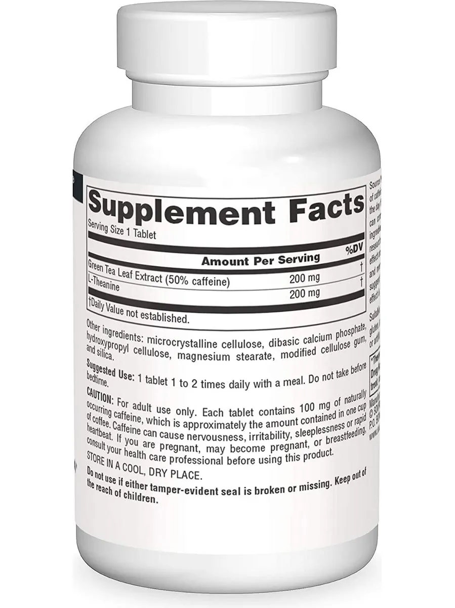 Source Naturals, Caffeine   L-Theanine, 60 tablets