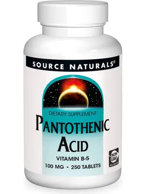 Source Naturals, Pantothenic Acid Vitamin B-5 100 mg, 250 tablets