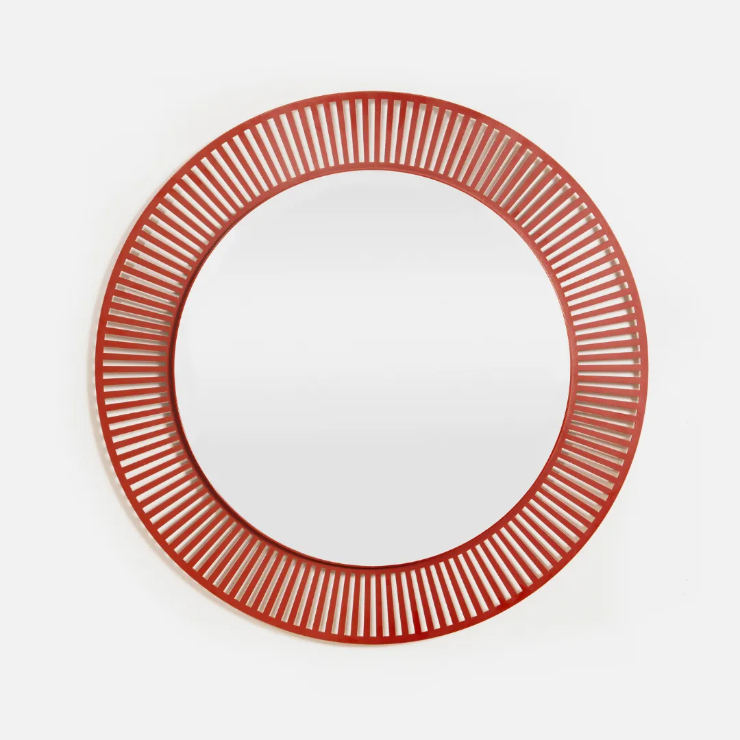 Spindle Round Mirror - Oxide Red