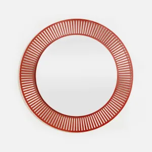Spindle Round Mirror - Oxide Red