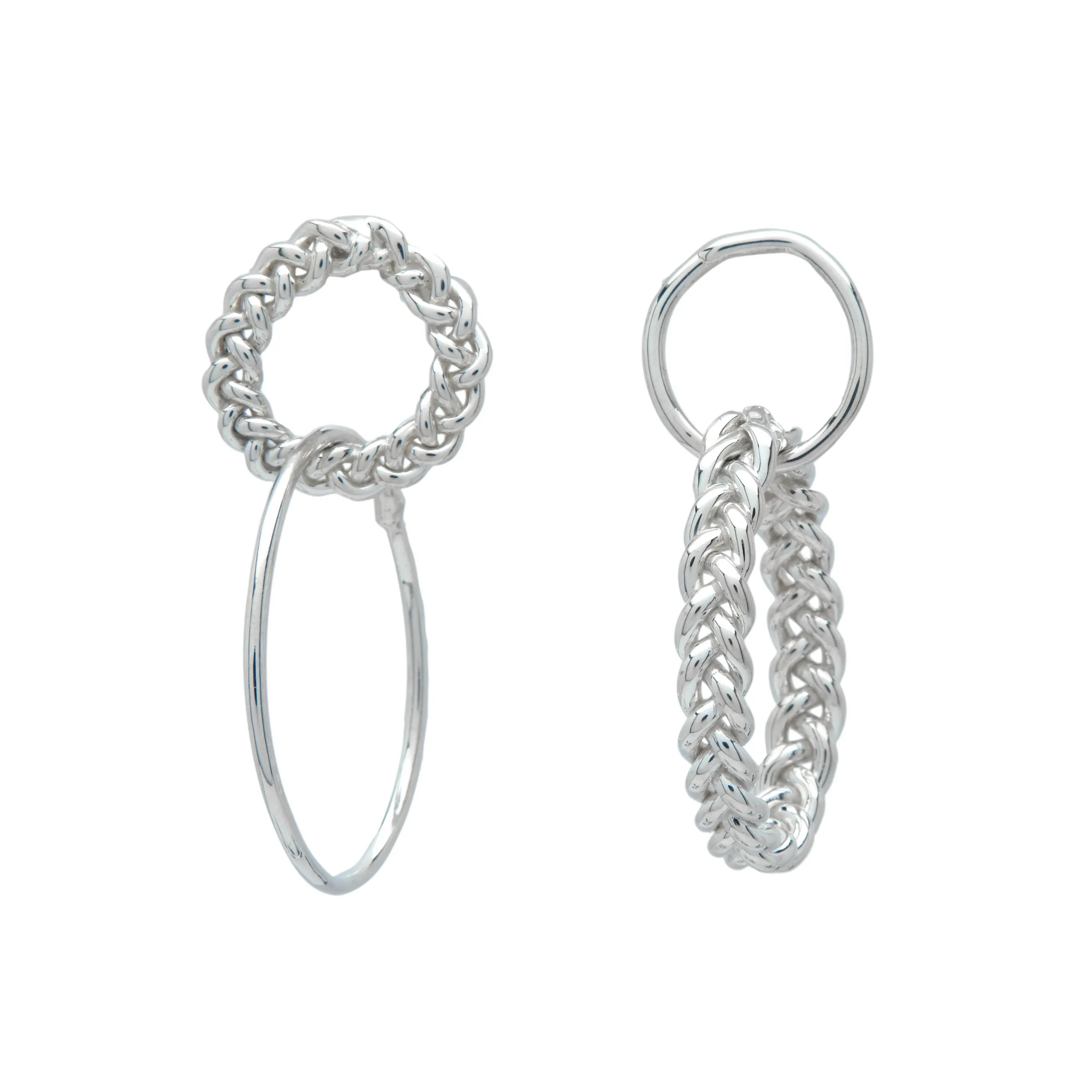 Sterling Braided Interlocked Hoop Earrings