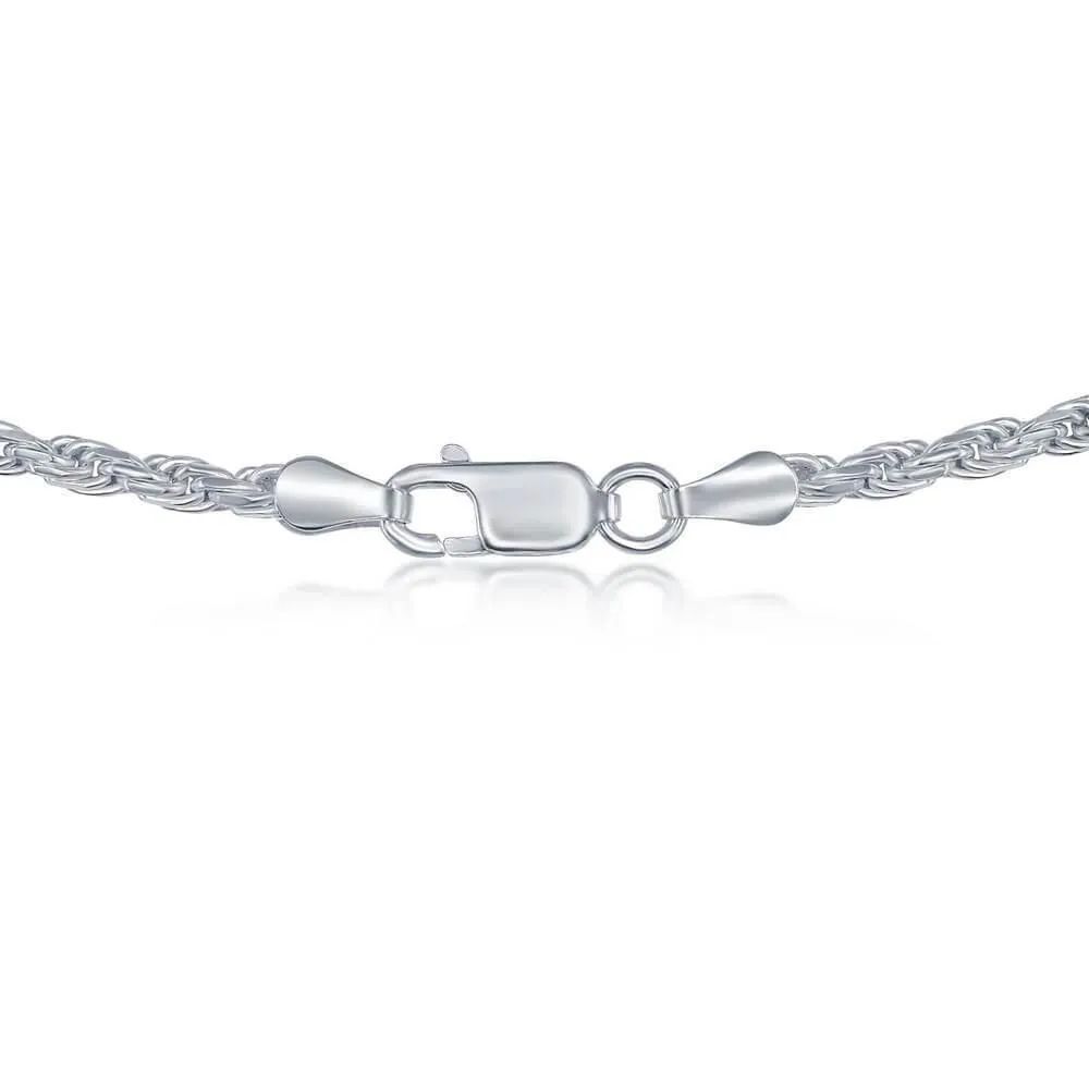 Sterling Silver 2.7MM Rope Chain - Silver Plated