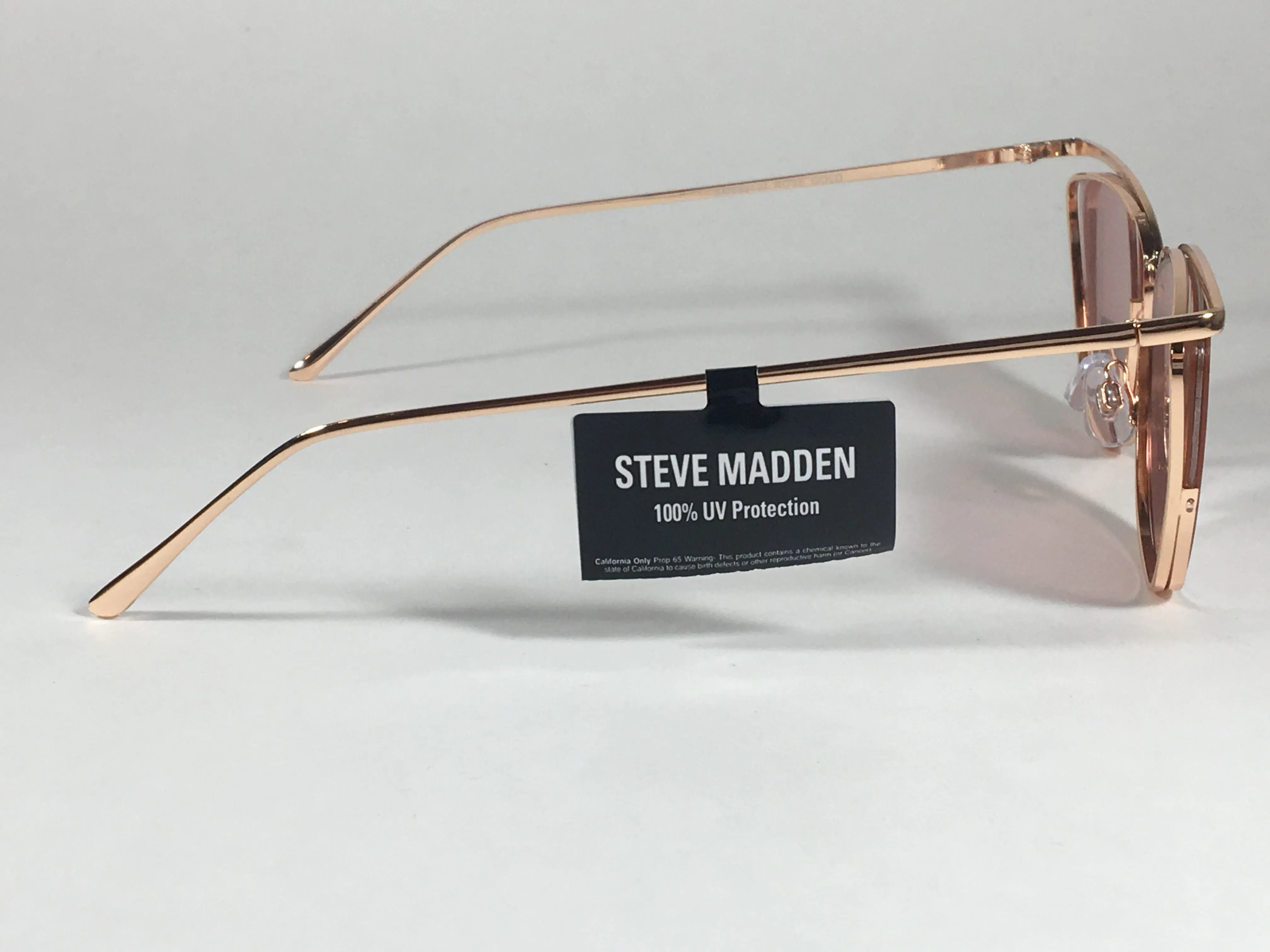 Steve Madden Brooklyn Cat Eye Sunglasses Rose Gold Metal Frame Silver Mirror Lens SM889124 RSG